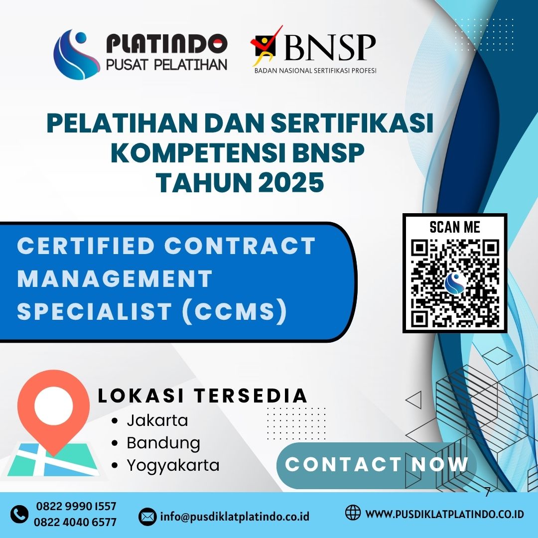 Certified Contract Management Specialist (CCMs) Sertifikasi BNSP | Info Training Sertifikasi 2025 -2026